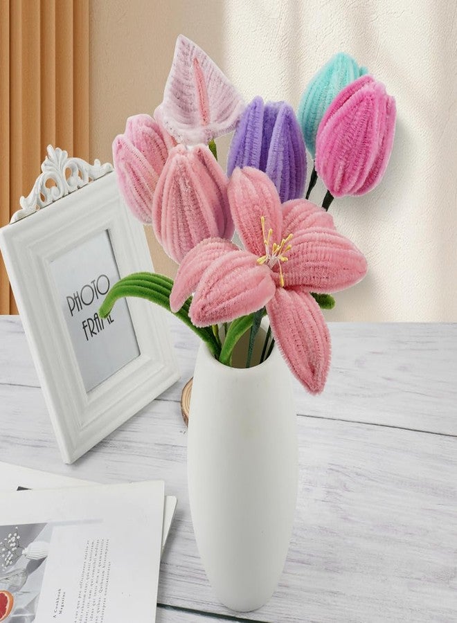 Ainiv 200PCS Tulip Pipe Cleaners for Craft, 30cm Green and Pink Pipe Cleaners, Fuzzy Sticks Craft Supplies, Chenille Stems with Flower Pole, Flower Core & Gardening Tape, Arts & Crafts for DIY - Image 5